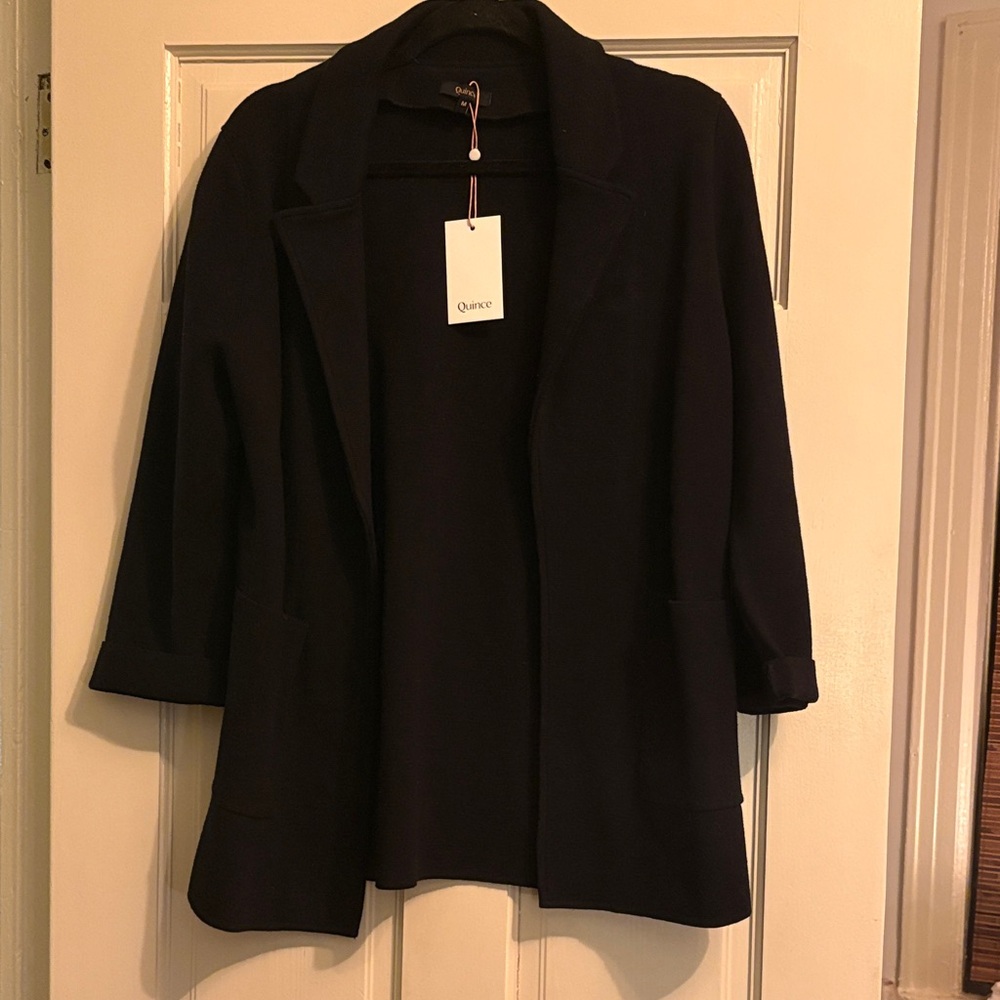 Quince Women's Organic Cotton Knit Blazer in Black